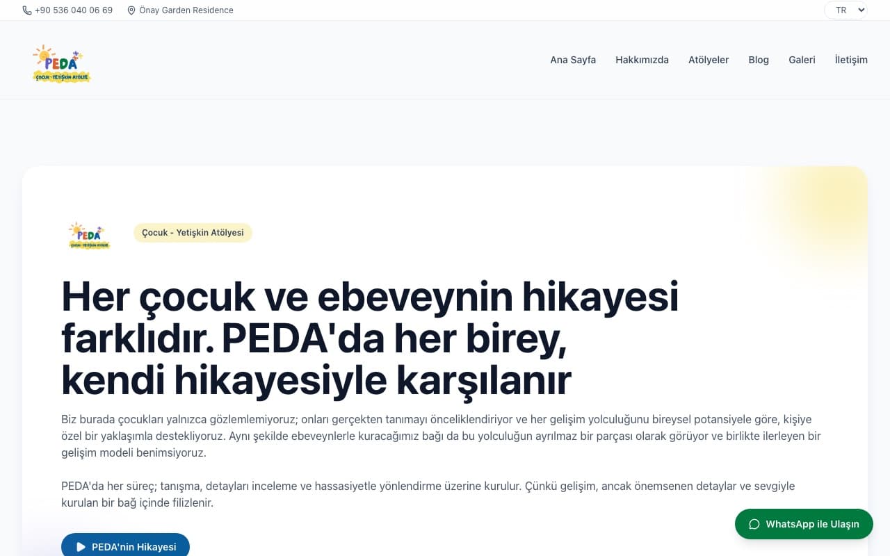 Peda Atölye web sitesi önizlemesi